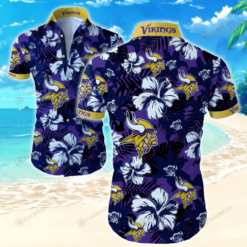 Minnesota Vikings Floral Dark Tone ??3D Printed Hawaiian Shirt Set