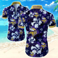 Minnesota Vikings Floral Dark Tone Hawaiian Shirt