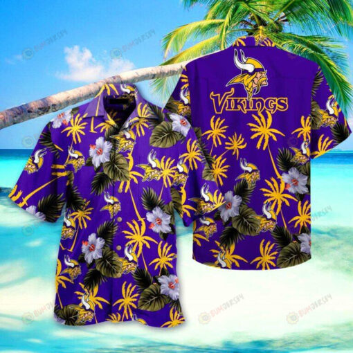 Minnesota Vikings Flower Coconut Tree Summer Hawaiian Shirt