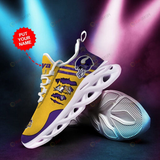 Minnesota Vikings Helmet Logo Custom Name 3D Max Soul Sneaker Shoes