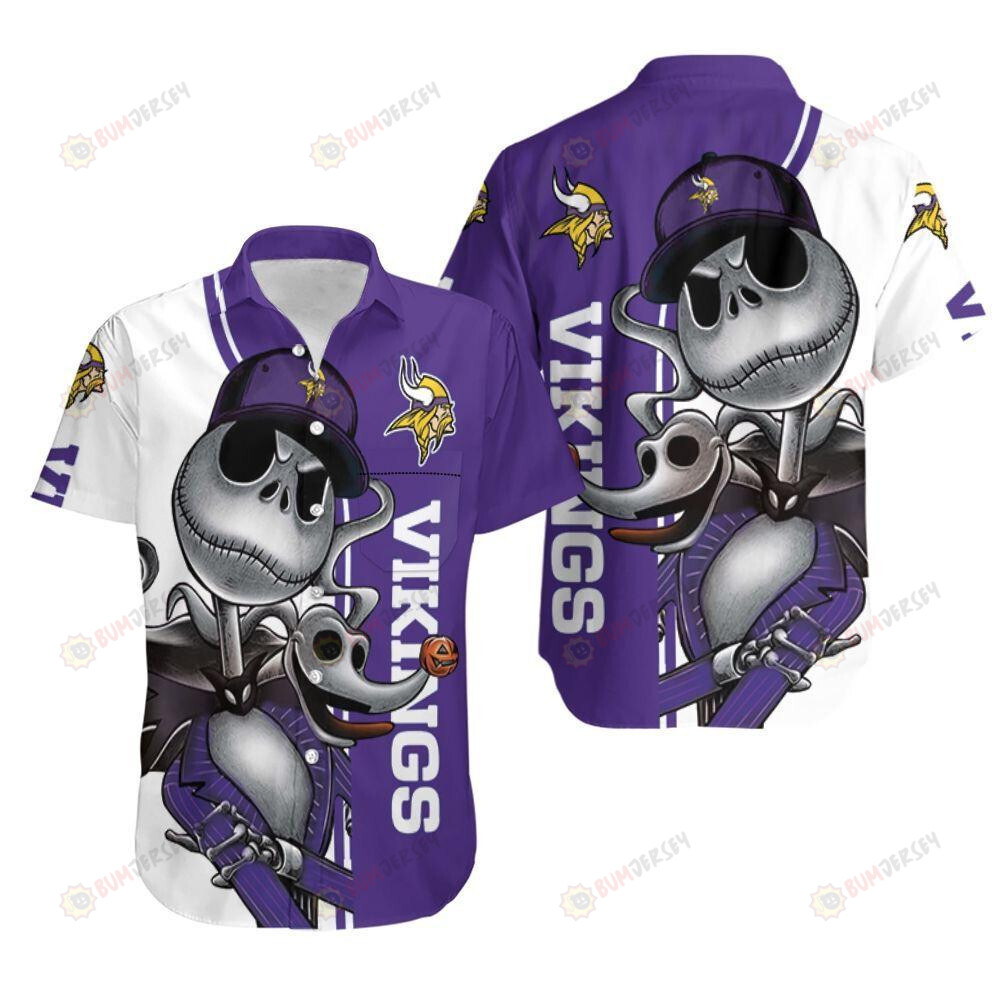 Minnesota Vikings Jack Skellington And Zero ??3D Printed Hawaiian Shirt