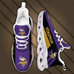 Minnesota Vikings Logo Black Yellow Stripe Pattern 3D Max Soul Sneaker Shoes In Purple