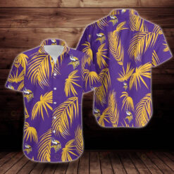 Minnesota Vikings Logo Coconut Leave Yellow Purple Hawaiian Shirt