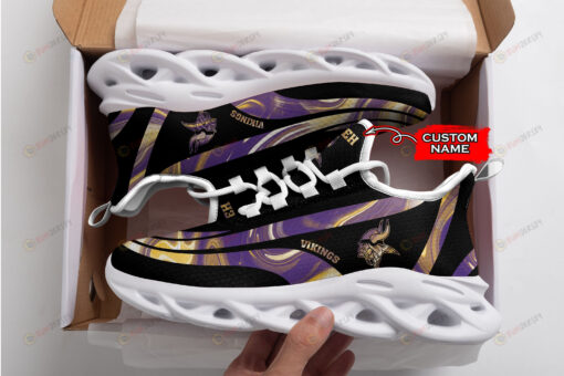 Minnesota Vikings Logo Color Stripe Pattern Custom Name 3D Max Soul Sneaker Shoes