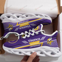 Minnesota Vikings Logo Custom Name Pattern In Purple 3D Max Soul Sneaker Shoes