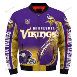 Minnesota Vikings Logo Football Symbol Pattern Bomber Jacket