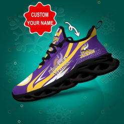 Minnesota Vikings Logo Line Pattern Custom Name 3D Max Soul Sneaker Shoes