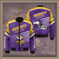Minnesota Vikings Logo Pattern Bomber Jacket - Purple