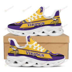 Minnesota Vikings Logo Pattern Custom Name 3D Max Soul Sneaker Shoes In Purple Yellow