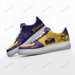 Minnesota Vikings Logo Pattern Custom Name Air Force 1 Printed In Purple Yellow