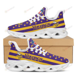 Minnesota Vikings Logo Stripe And Stars Pattern 3D Max Soul Sneaker Shoes