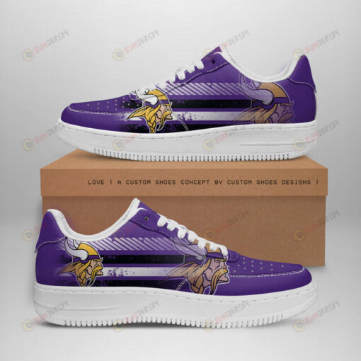 Minnesota Vikings Logo Stripe Pattern Air Force 1 Printed In Purple