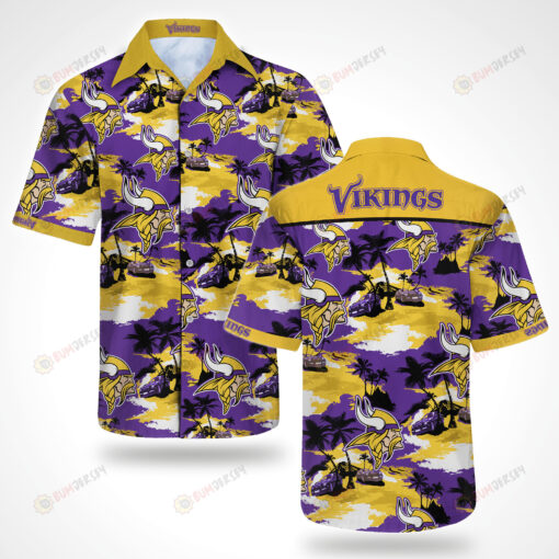 Minnesota Vikings Logo Tropical Coconut Tree ??3D Printed Hawaiian Shirt