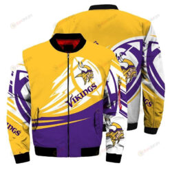 Minnesota Vikings Logo Ultra- Ball Pattern Bomber Jacket - Purple/ Yellow