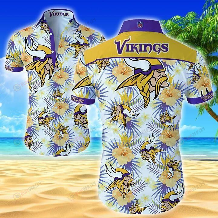 Minnesota Vikings Logo Yellow Floral ??3D Printed Hawaiian Shirt