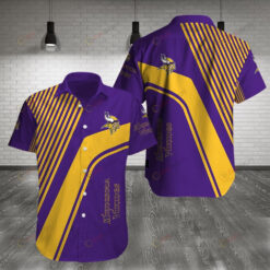 Minnesota Vikings Logo Yellow Purple Stripes ??3D Printed Hawaiian Shirt
