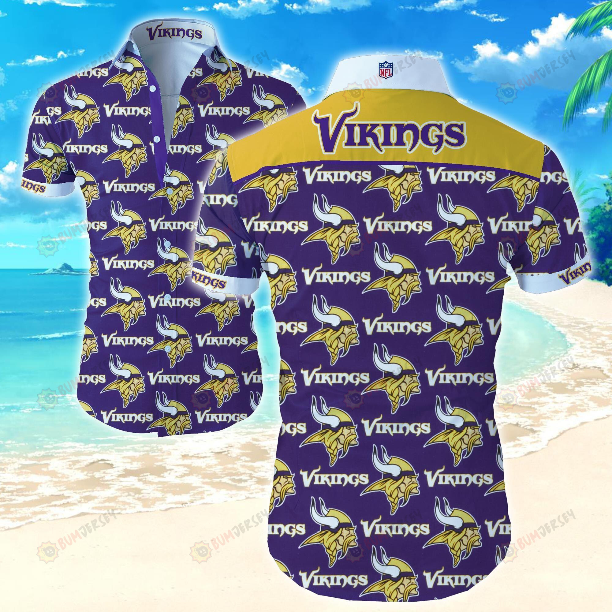 Minnesota Vikings Many Logos Hawaiian Shirt