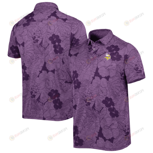 Minnesota Vikings Men Polo Shirt Floral Flowers Pattern Printed - Purple