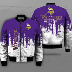 Minnesota Vikings Painting Pattern Bomber Jacket- Purple/White