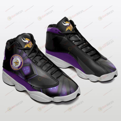 Minnesota Vikings Pattern Air Jordan 13 Shoes Sneakers In Purple And Black