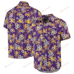 Minnesota Vikings Purple Floral Woven Button-Up Hawaiian Shirt