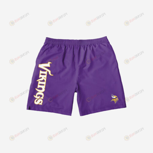 Minnesota Vikings Solid Wordmark Traditional Hawaiian Men Shorts Swim Trunks - Print Shorts