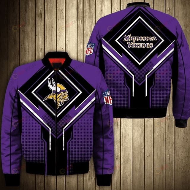 Minnesota Vikings Square Lattice Pattern Bomber Jacket