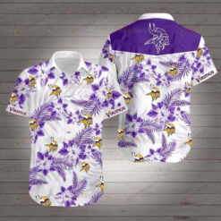 Minnesota Vikings White Purple Flower Floral ??3D Printed Hawaiian Shirt