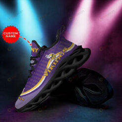 Minnesota Vikings Yellow Curved Custom Name Purple 3D Max Soul Sneaker Shoes