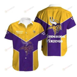 Minnesota Vikings Yellow Purple Curved Hawaiian Shirt