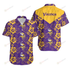 Minnesota Vikings Yellow Purple Flowers ??3D Printed Hawaiian Shirt