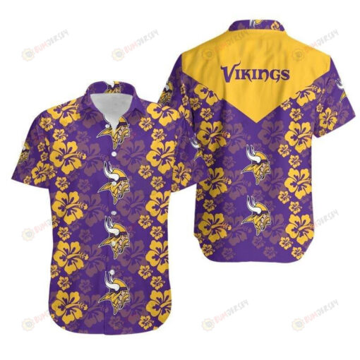 Minnesota Vikings Yellow Purple Flowers Hawaiian Shirt