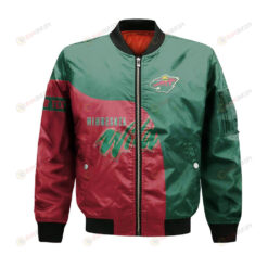Minnesota Wild Bomber Jacket 3D Printed Curve Style Custom Text And Number