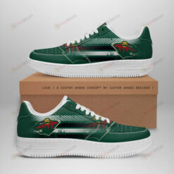 Minnesota Wild Logo Stripe Pattern Air Force 1 Printed In Green