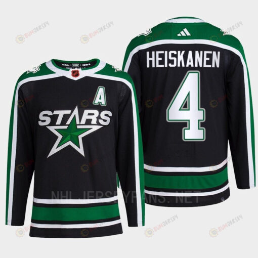 Miro Heiskanen 4 Reverse Retro 2.0 Dallas Stars 2022 Black Jersey Pro Primegreen