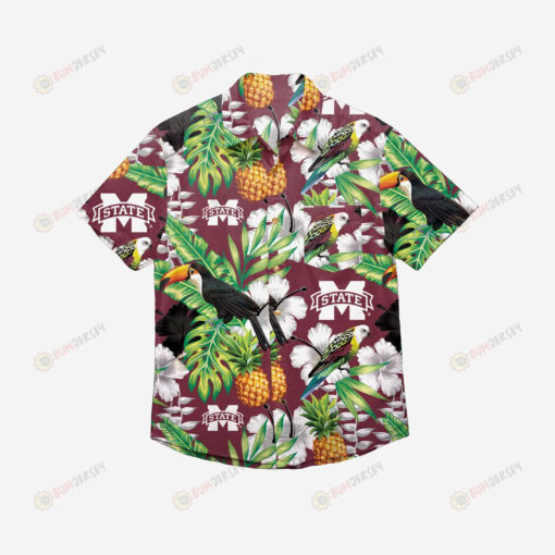 Mississippi State Bulldogs Floral Button Up Hawaiian Shirt