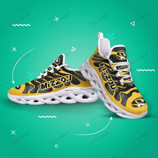 Missouri Tigers Logo Hole Pattern 3D Max Soul Sneaker Shoes In Yellow