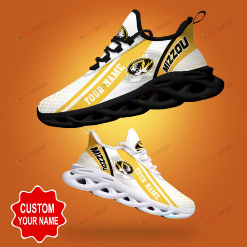 Missouri Tigers Shadow Logo Polka Dot Pattern Custom Name 3D Max Soul Sneaker Shoes