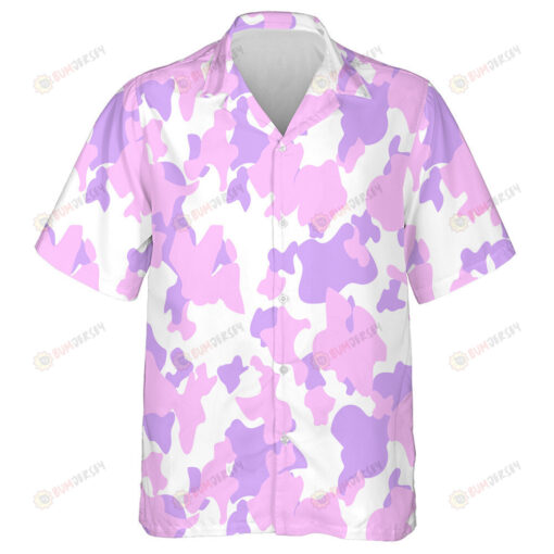 Modern Abstract Pink Purple And White Camouflage Pattern Hawaiian Shirt