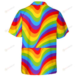 Modern Curved Rainbow Flag Illustration Pattern Hawaiian Shirt