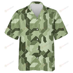 Modern Geometric Green Camouflage Pattern Hawaiian Shirt