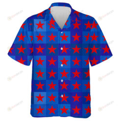 Modern Isolated Pattern Red Stars On Dark Blue Background Hawaiian Shirt