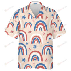 Modern Rainbow And Star Pastel Illustration American Flag Hawaiian Shirt