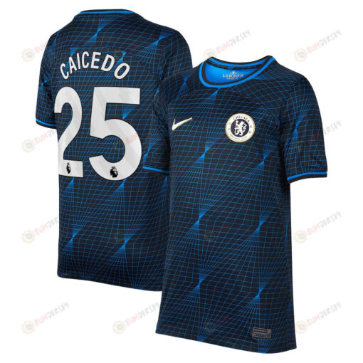 Mois?s Caicedo 25 Chelsea 2023/24 Away YOUTH Jersey - Navy