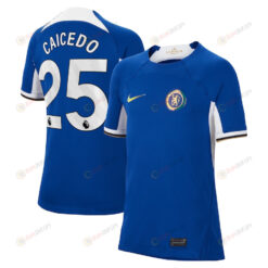 Mois?s Caicedo 25 Chelsea 2023/24 Home YOUTH Jersey - Blue
