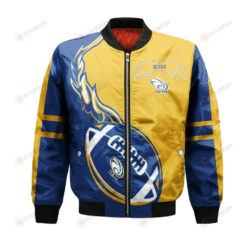 Moncton Aigles Bleus Bomber Jacket 3D Printed Flame Ball Pattern