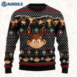 Monkey Christmas Pattern Ugly Sweaters For Men Women Unisex