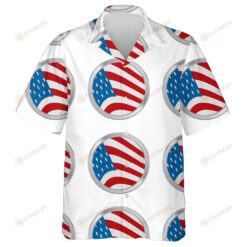Monochrome Style With American Flag Circle Badge Pattern Hawaiian Shirt