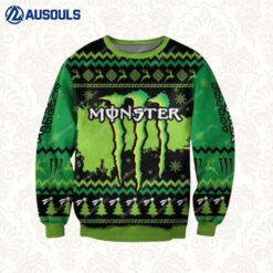 Monster Energy 3D Christmas Knitting Pattern Black And Green Ugly Sweaters For Men Women Unisex