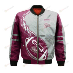 Montana Grizzlies Bomber Jacket 3D Printed Flame Ball Pattern